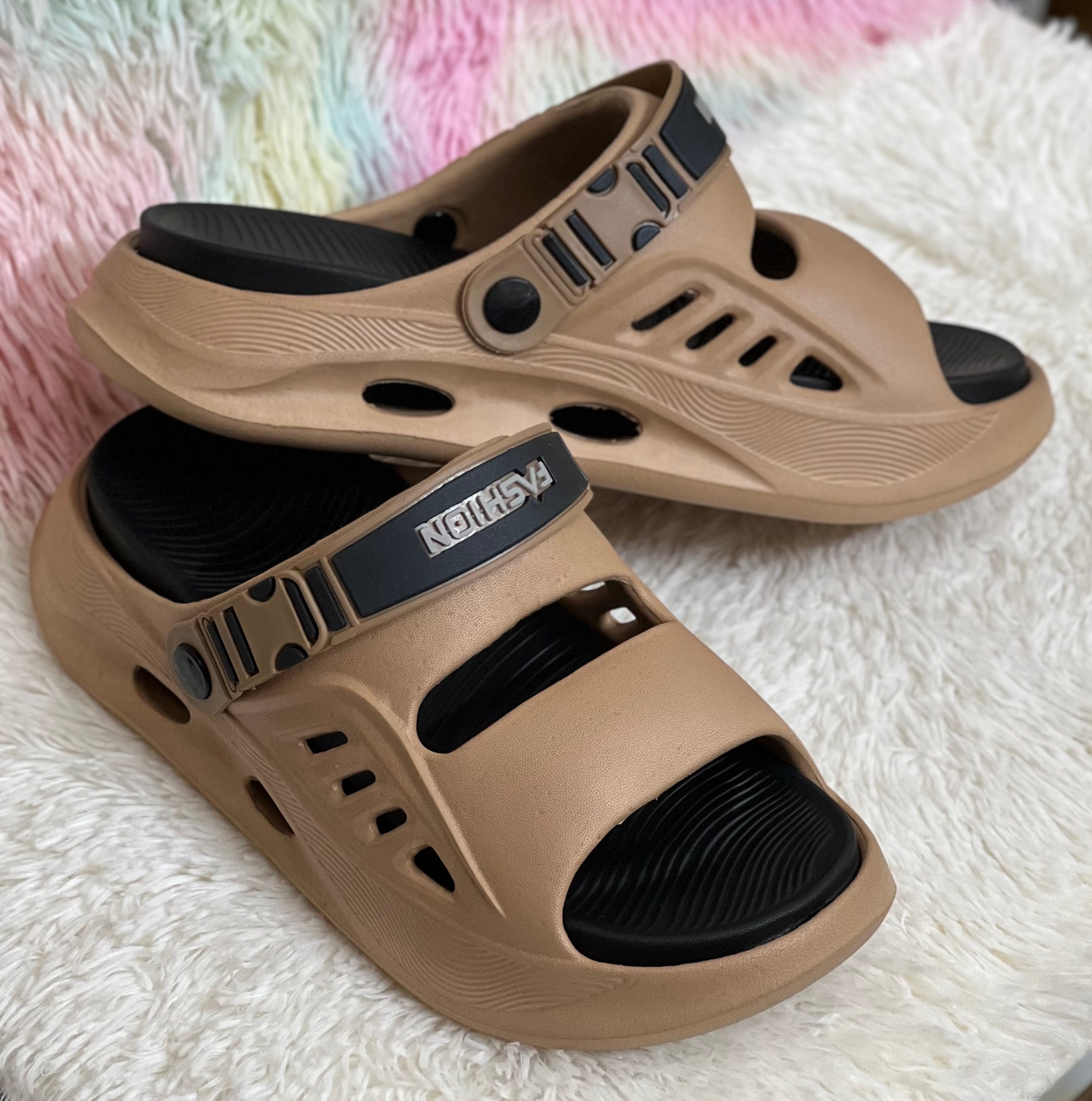 Picture of Mens New Open-Toe Dual-Strap Chunky Double Parted Sole EVA Comfort Sandal