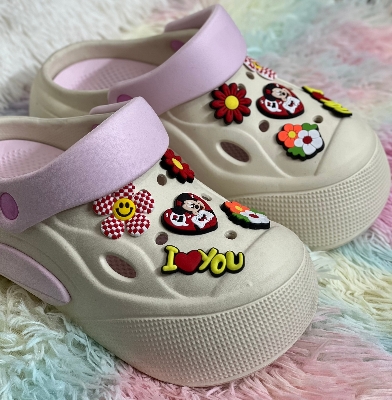 Picture of New Premium EVA Rubber High Heel Crocs With Cute Charms Ultra Comfortable & Durable Cushioned For Girls & Ladies