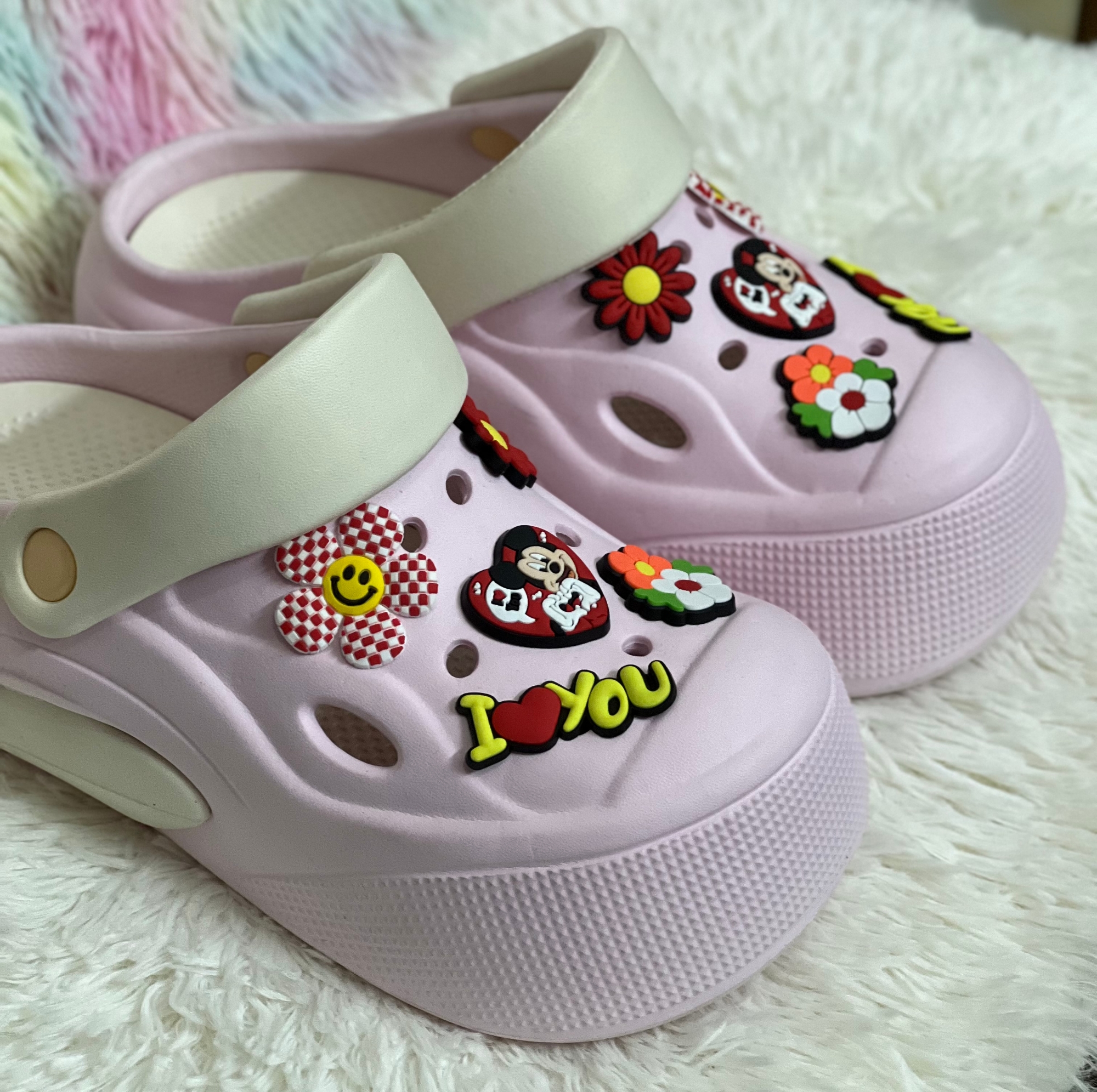 Picture of New Premium EVA Rubber High Heel Crocs With Cute Charms Ultra Comfortable & Durable Cushioned For Girls & Ladies