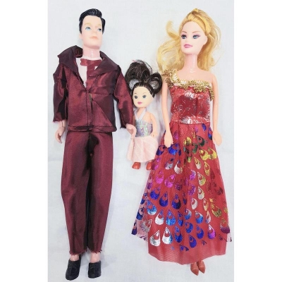 Picture of Ur 3 People Dolls Suit Pregnant Doll Family Mom+Dad+Baby Toy Multicolor - Multicolor