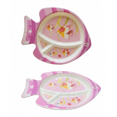 Picture of This colorful Fish Plate Makes Mealtime a fin-tactic Adventure! Divided sections keep portions playful, while the non-slip base helps prevent spills. Made from safe, durable materials, it's perfect for tiny hands and growing appetites