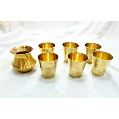 Picture of Tea/Coffee Mug stylish stills Round Tea Cup 7 Pieces Set  full brass- Multi Color