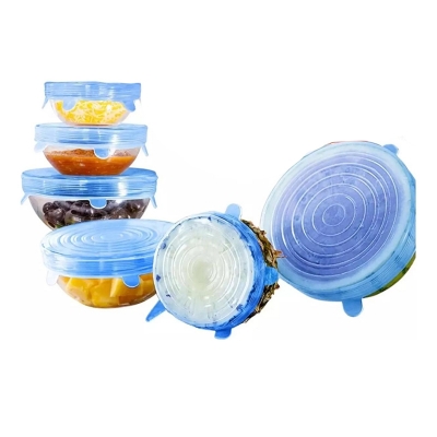 Picture of Silicon Food Cover Set of 6pcs Kitchen Reusable Silicone Stretch Cover Seal Lid Preservation Vacuum Food Storage Wrap Bowl Pot Cover