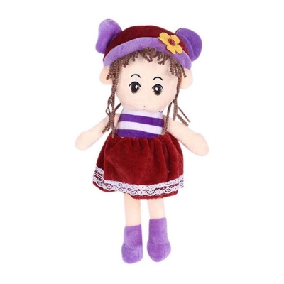 Picture of Woolen Toy Doll - White and Maroon