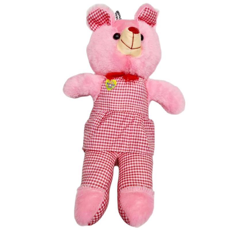 Picture of Woolen Soft  For Kids - Pink Woolen Teddy Bear Soft Doll Happy Birthday To You