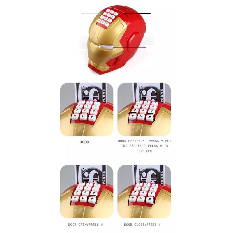 Picture of piggy BankElectronic Ironman Money Safe Box Password Saving Bank ATM for Coins and Bills , Ironman piggy bank for kids,