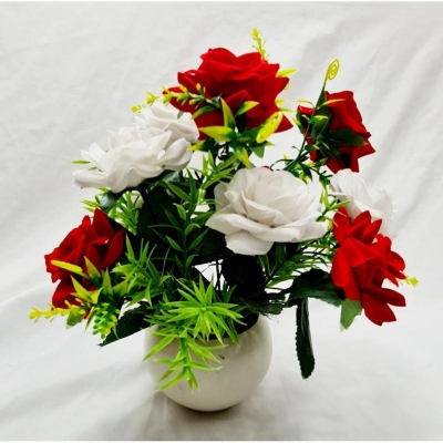 Picture of orchid and roseFlower tob with vase Flower Vase with Artificial Flower for Tabletop Living RoomOutdoor for Gift & Decoration