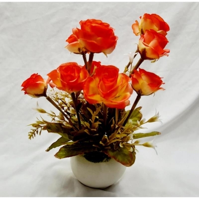 Picture of orchid and roseFlower tob with vase Flower Vase with Artificial Flower for Tabletop Living RoomOutdoor for Gift & Decoration