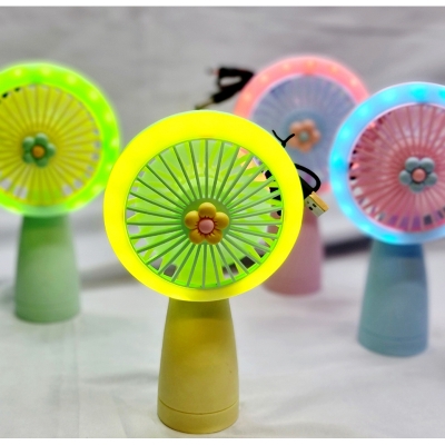 Picture of NEW Portable mini rechargeable travel fan for indoor and outdoor use Premium Quality - Rechargeable Folding Fan With LED Light- Signifying Quality