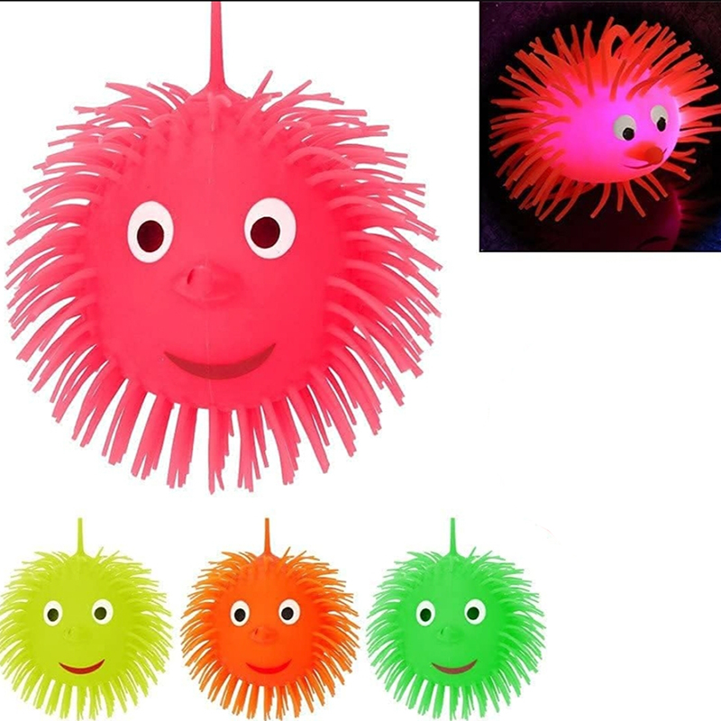 Picture of Lighting Puffer Soft Ball Rubber soft octopus ball Lighting Puffer Octopus Soft Rubber Ball-1 Piece Verbier Led Lights Puffer Toys Balls Stress Relief Toy Set Flashing Puffer Ball Toys Squishy Smiley Face Balls Playing Fun for Children Boys Girls Set of 2