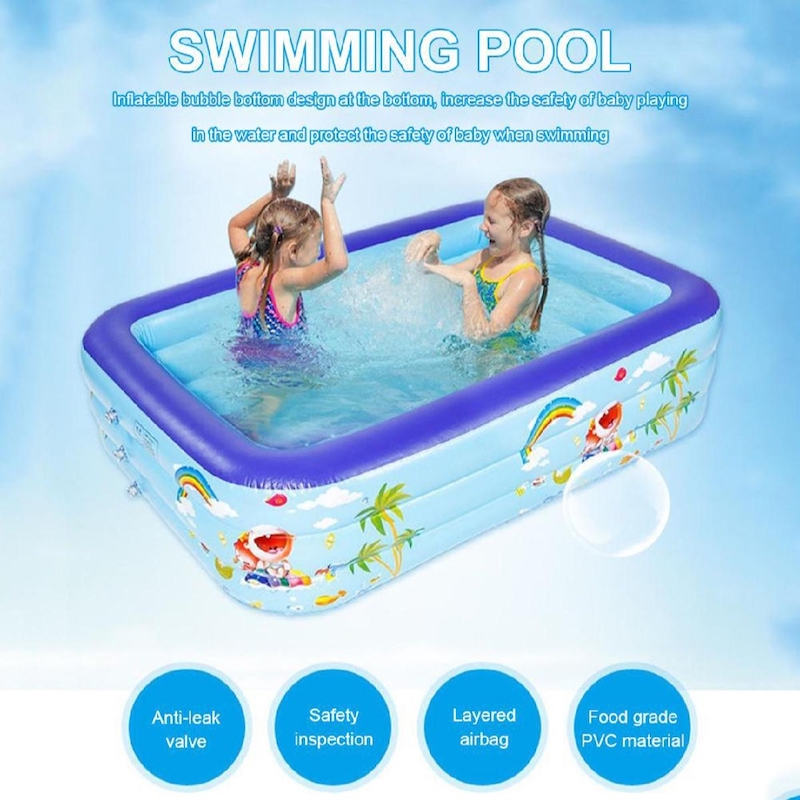 Picture of Inflatable Bath Tub - Sky BlueKids Baby Children lInflatable Swimming Pool Bath Tub Portable Outdoor Summer Water Fun Play Toy : Length-120Cm, Width-90Cm, Hight-36Cm(4.5 Feet /3 Feet)