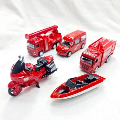 Picture of Die cast METAL fire trucks toy CAR Superfire fighting car set for kids Die cast METAL CAR set for kids Vehicle Gift Pack 5-Piece