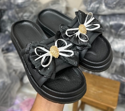 Picture of New Butterfly Bowtie Net Designed Thick Sole Slippers Sandals for Girls Ladies & Womens