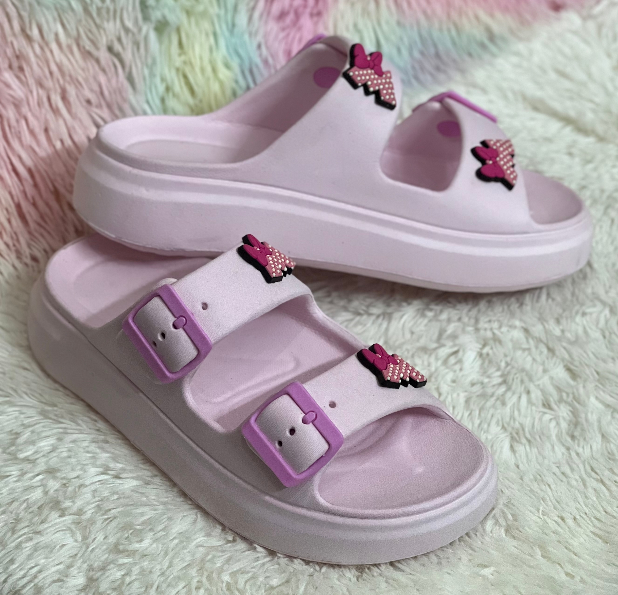 Picture of New Soft EVA Rubber Lightweight & Comfortable Buckle Sandals with Cute Charms for Girls & Womens