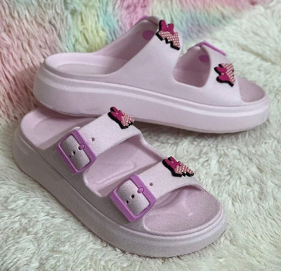 Picture of New Soft EVA Rubber Lightweight & Comfortable Buckle Sandals with Cute Charms for Girls & Womens