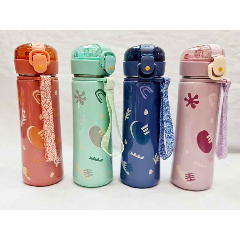 Picture of Cartoon Bear Rabbit Bunny Bouncy Stainless Steel  Bottle 500ml Water Bottle Water Pressured Student Children Led Thermos Cup