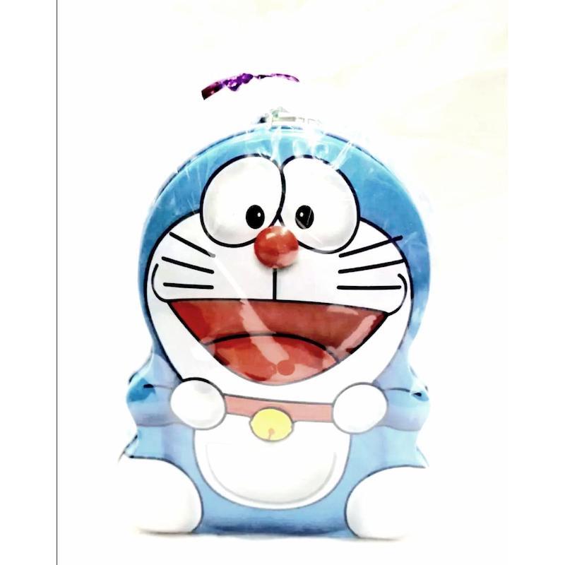 Picture of Blue Doraemon Cartoon Metal Kiddy Piggy Bank Coin Box with Lock