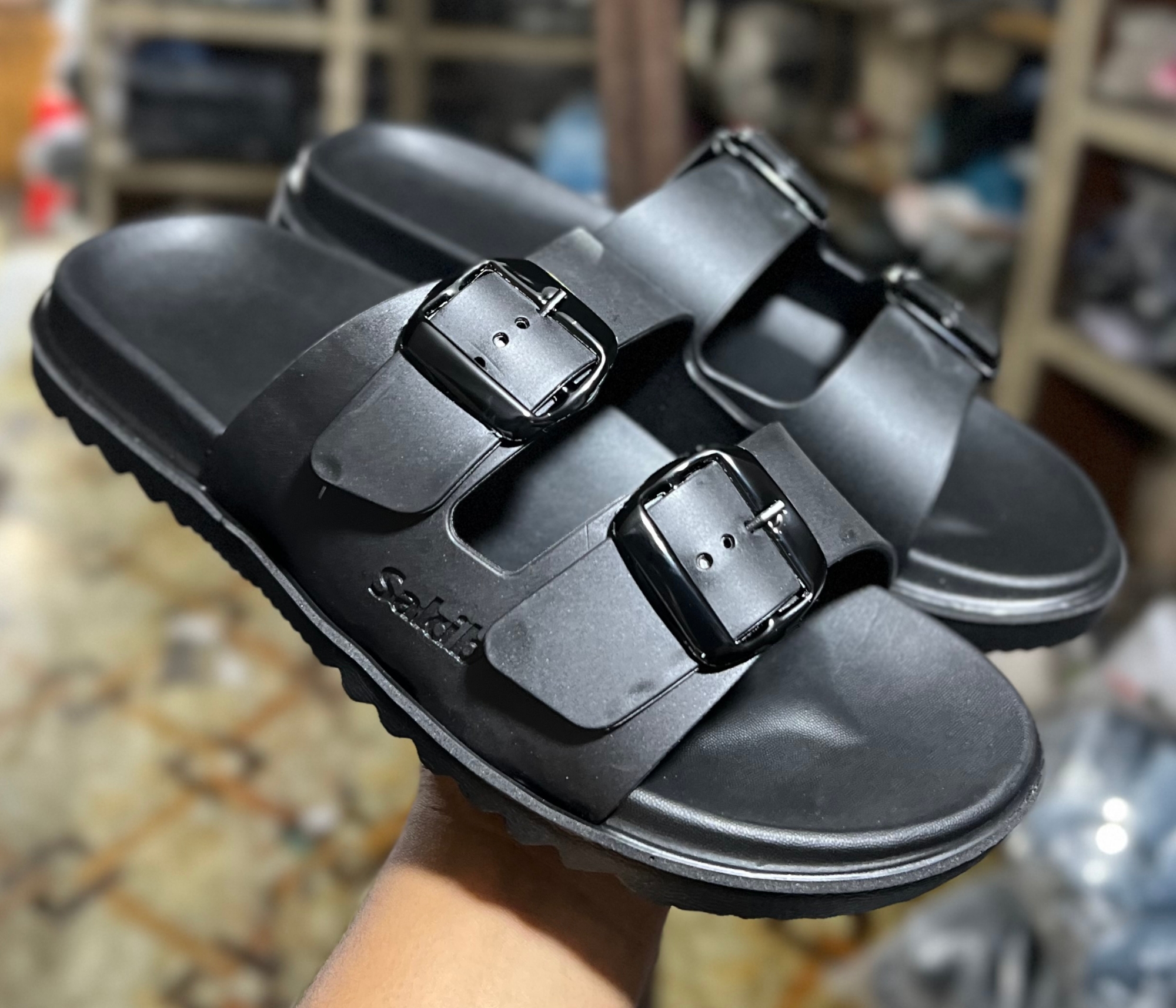 Picture of New Super Stylish Fashionable Arizona Eva Comfortable Adjustable Buckle Sandals for Men- Black