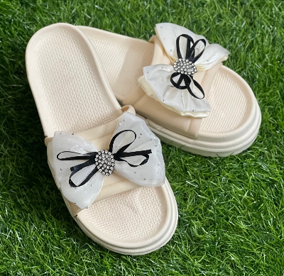 Picture of New Butterfly Bowtie Net Designed Thick Sole Slippers Sandals for Girls Ladies & Womens