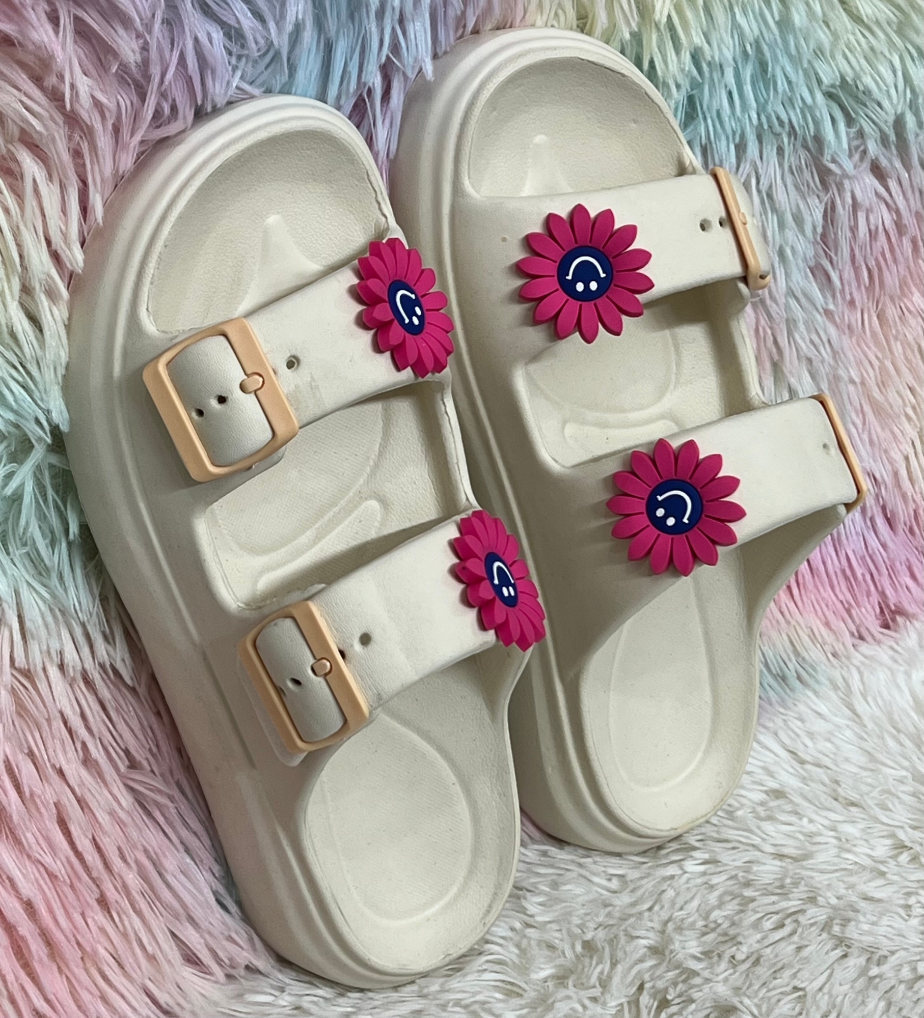 Picture of New Soft EVA Rubber Lightweight & Comfortable Buckle Sandals with Cute Charms for Girls & Womens