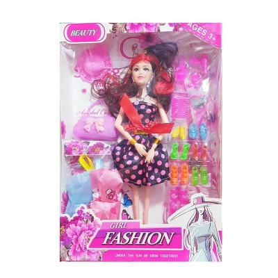 Picture of Barbie Angel Girl Doll With 1X Dress & 8 Shoes Barbie Princess Doll - Multicolor