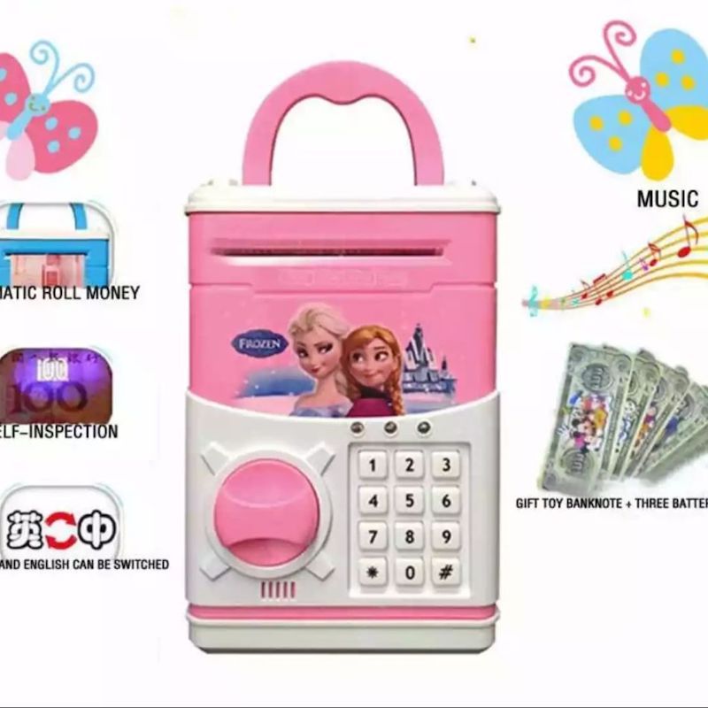 Picture of BANK Toy For Kids With Light & Music Portable ATM Password Protected Automatic Door Money &Coin Deposit Box,