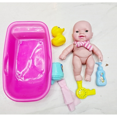 Picture of Baby bathtub toy Ur Simulated Infant Early Educational Play Set Doll Handmade Baby Bath Bathtub Baby Bath Toys Pretend Play Bath Tub Water Toys SetPlastic Bathtub