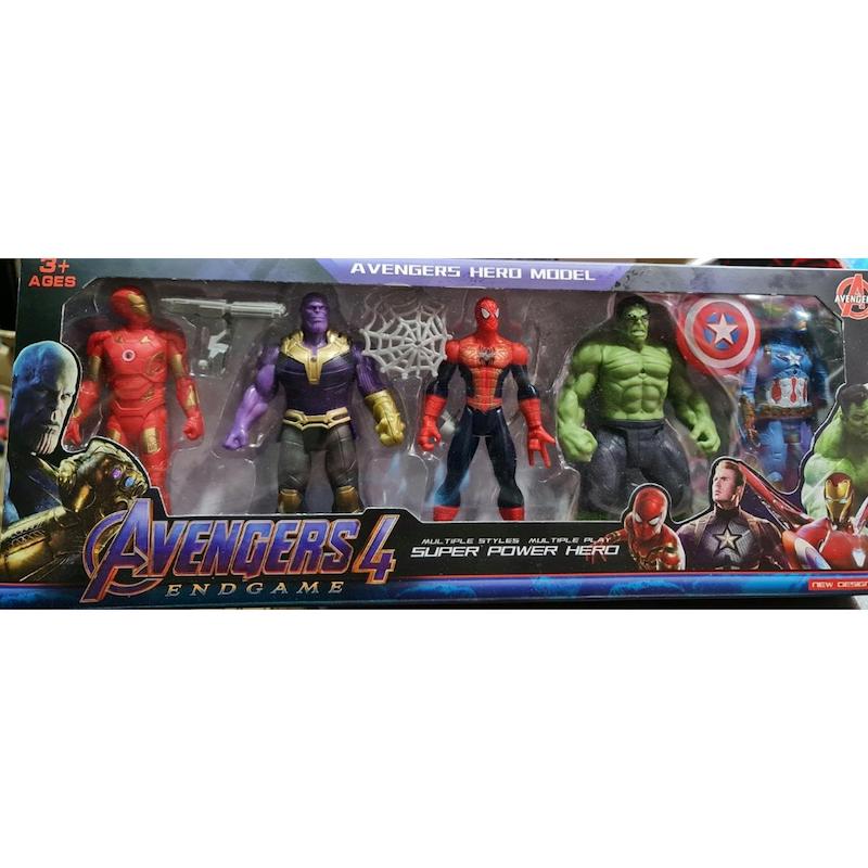 Picture of Avengers 4 Super Hero Toy Set iron man hulk Spider-Man thanos captain america(5pcs)