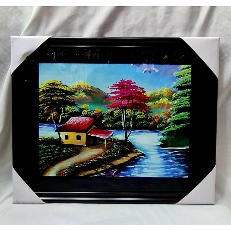 Picture of Art Print Wall Poster Wall Pictures Leaves Painting Wall Art for Bedroom Living Room Home Decor Pine Wood Frame 34x24cm