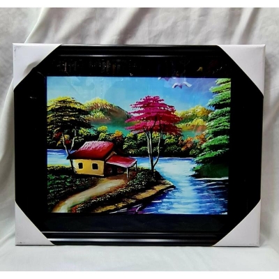 Picture of Art Print Wall Poster Wall Pictures Leaves Painting Wall Art for Bedroom Living Room Home Decor Pine Wood Frame 34x24cm