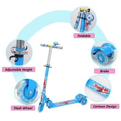 Picture of Adjustable Children's Three Wheel Folding Scooter with Braking System  Easy to Use Three Wheel Folding Scooter