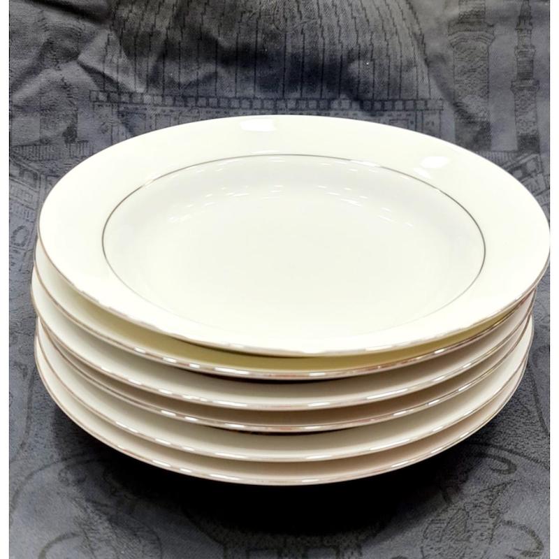 Picture of 6 Pcs Ceramic Flower Print Dinner Plate Set 9"lnch, Deep Rice Dinner Plate, White Color Wikth print. Microwave oven save,Dishwasher Save,Dining Plate Set. CD:MO0