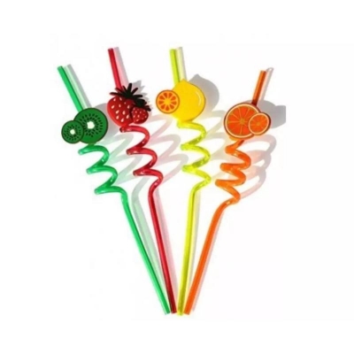 Picture of 4Pcs Straw for Kids & Party 4PCS Colorfull Strong Fruits Straw for Kids | PartyDecoration Colorful Fruit Style Straw for Juice Drinks, inAttractive Designs | Reusable Straws | Smoothie Drinking...