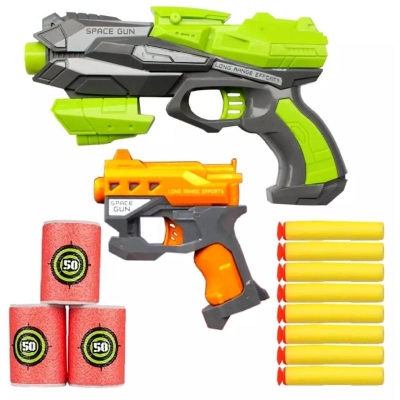 Picture of 2 Pcs Competition Soft Nerf G.un Space G.un Bundle With 8 PCs Nerf Bullets 3 Eva Soft Target Set Toys For Kids for enojoyong the game
