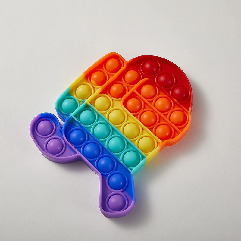 Picture of 1X Push Pop Bubble Fidget Sensory Toy, Silicone Puzzle Game Toys Squeeze Sensory Toy for Kids, Family, Friend RainbowN