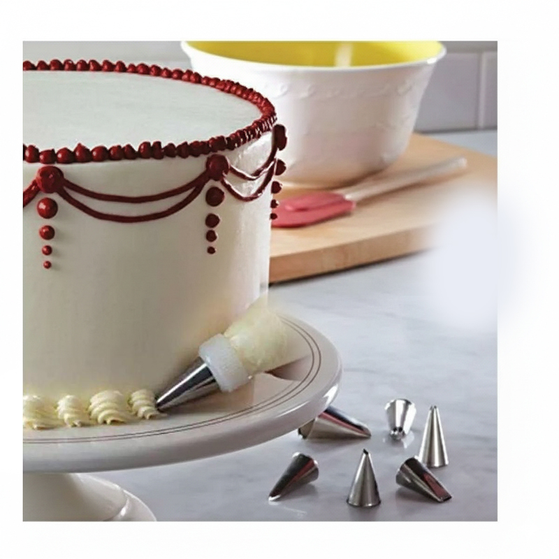 Picture of 12 Piece Cake Decorating Set Frosting Icing Piping Bag Tips with Steel Nozzles. Reusable & Washable