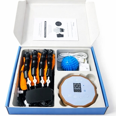 Picture of Finger and hand function rehabilitation trainer robots rehab gloves recovery exercise equipment for cerebral palsy arthritis stroke hemiplegia patient (S, Left Hand)