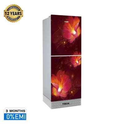 Picture of VISION Glass Door Refrigerator RE-330 Liter Red Flower Bottom Mount