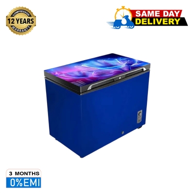 Picture of VISION Glass Door Chest Freezer RE-150 Liter Blue Eustoma Flower