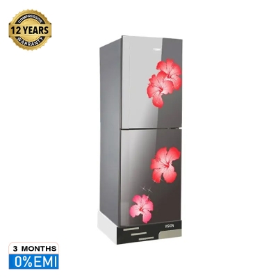 Picture of VISION Glass Door Refrigerator RE-330 Liter Mirror Jaba Flower Bottom Mount
