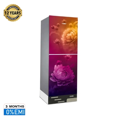 Picture of VISION Glass Door Refrigerator RE-330 Liter Maroon Daisy Bottom Mount