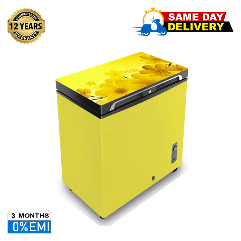 Picture of VISION Glass Door Chest Freezer RE-150 Liter Yellow myrtle Flower