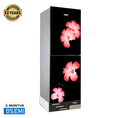 Picture of VISION Glass Door Refrigerator RE-305 Liter Mirror Jaba Flower Top Mount