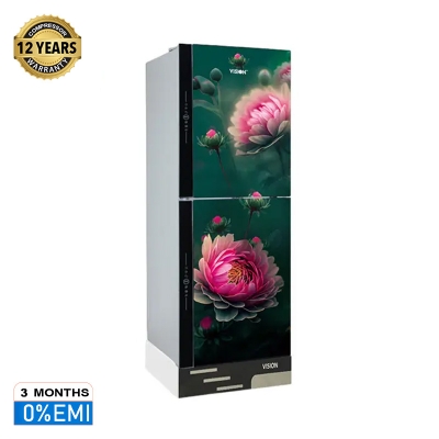 Picture of VISION Glass Door Refrigerator RE-305 Liter Pink Daisy Top Mount