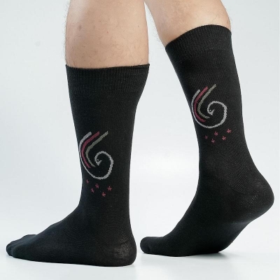 Picture of Swan Long Socks for Men by MB Hosiery  (Black)