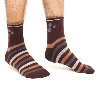 Picture of Cat Step Ankle Socks for Men by MB Hosiery  (Chocolate)