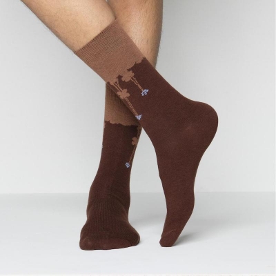 Picture of Cat Step Long Socks for Men  (Chocolate)