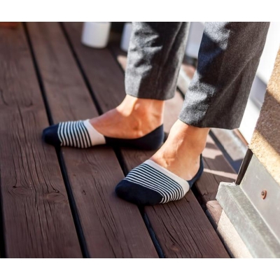 Picture of Navy Blue and White Cotton Loafer Socks for Men  (Navy Blue)
