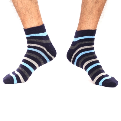 Picture of Cat Step Ankle Socks for Men by MB Hosiery  (Navy Blue)
