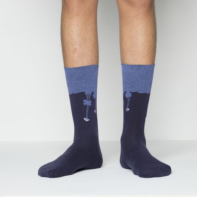 Picture of Cat Stpe Long Socks for Men  (Navy Blue)
